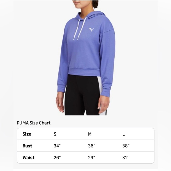 Puma Women's M cropped Hoodie sweatshirt EUC modern sports athletic haze blue - Picture 5 of 5